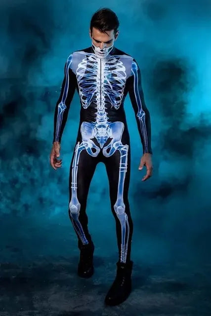 Male / M 3D Skeleton Halloween Costume - skyjackerz