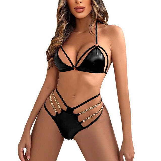 Sexy best sale leather bikini