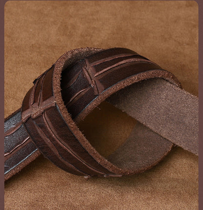 Coffee / 100 cm Luxury Vintage Pin Buckle Leather Belt for Men - skyjackerz