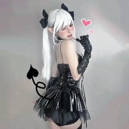 Black / S Women Leather Dark Witch Hollow Set - skyjackerz