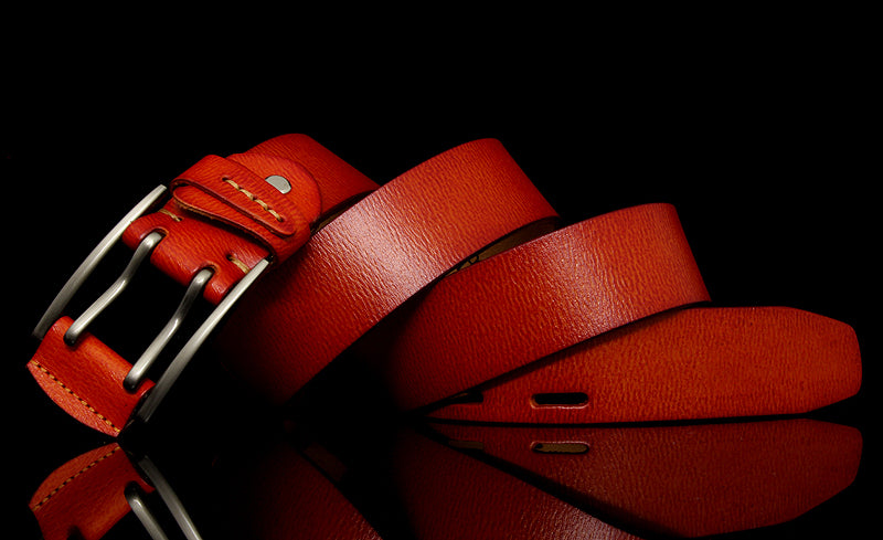 British Style Double Pin Leather Belt For Men - skyjackerz