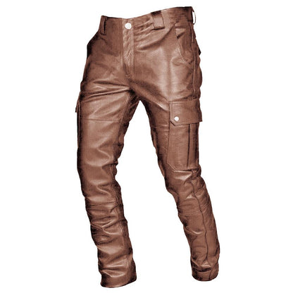 Men's Fashion Pocketed Leather Pants - skyjackerz