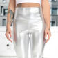Silver / S Women's High Waist Leather Pants - skyjackerz