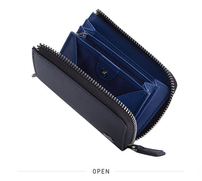 Blue Men's Chain Zipper RFID Blocking Wallet - skyjackerz