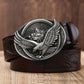 Eagle Buckle - Silver / Coffee / 105 cm Eagle Embossed Leather Men's Cowskin Belt - skyjackerz