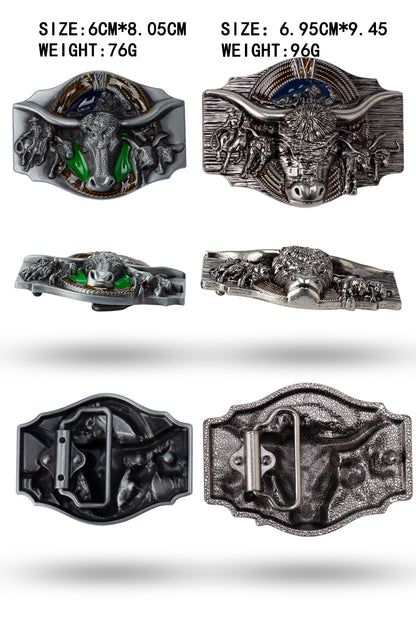 A - Black / 105 cm Cowboy Style Men's Genuine Leather Belt - skyjackerz