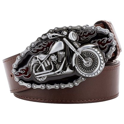 B - Brown / 105 cm Men's Heavy Ghost Rider Genuine Leather Belt - skyjackerz