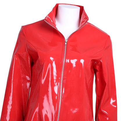 Women's Wet look Long Leather Dress - skyjackerz