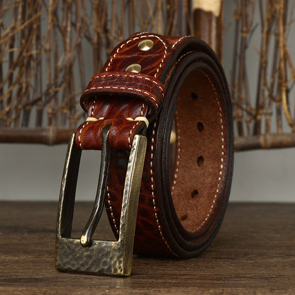 Earth Yellow / 100 cm Men's Designer Belt with Heavy Brass Buckle - skyjackerz