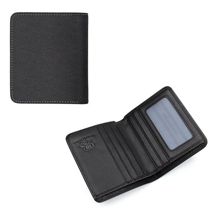 Without Box / Black stitching Men's Leather Business Mini Coin Wallet - skyjackerz