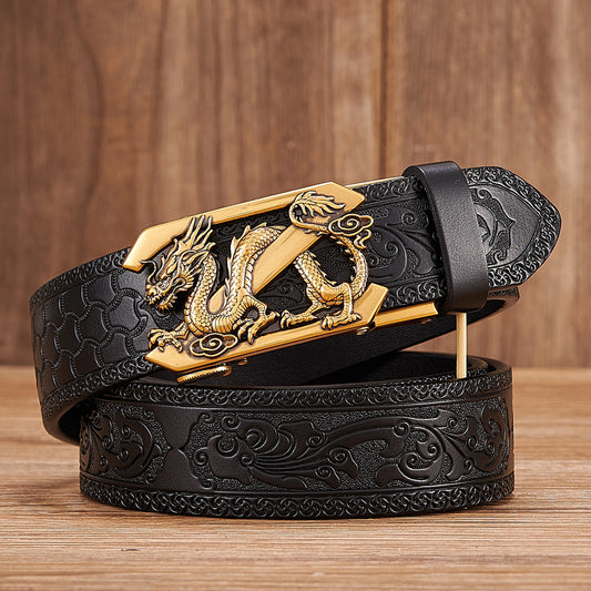 Dragon Z Automatic Embossed Leather Belt For Men - skyjackerz