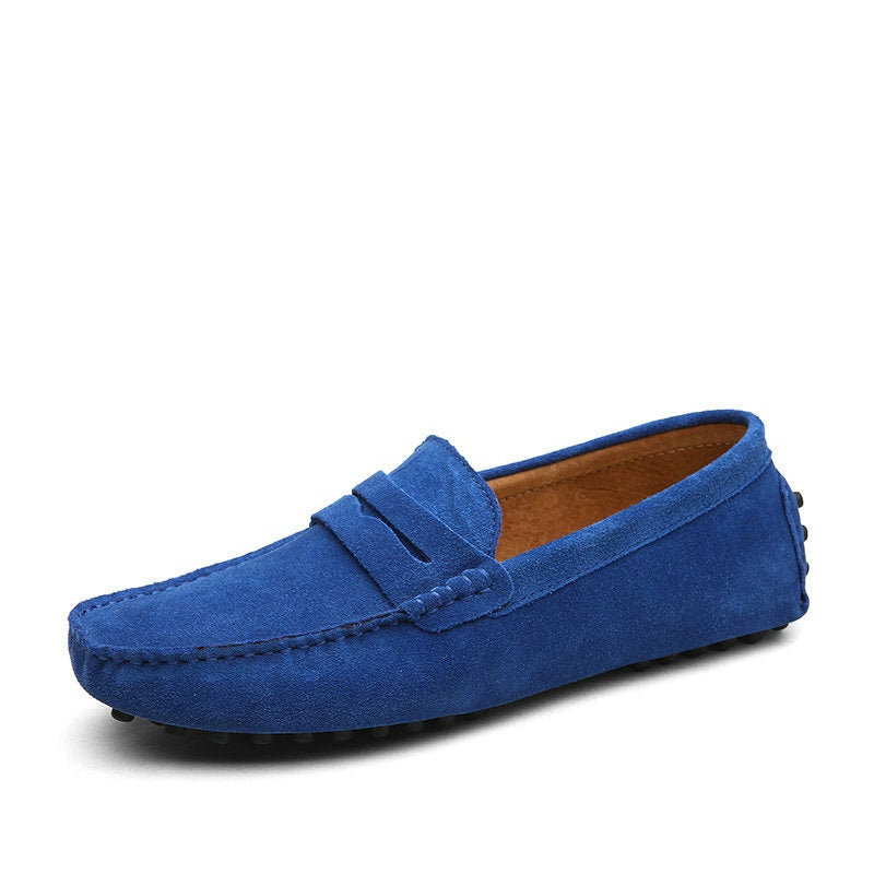 Navy / 6.5 Men's Moccasins Lightweight Leather Loafers - skyjackerz