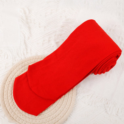 Red / One-Size Women's Velvet Winter Pantyhose - skyjackerz