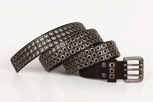 Cross Rivet Cowboy Leather Belt For Men - skyjackerz