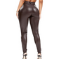 Brown / S Women's Shiny Leather Pants - skyjackerz