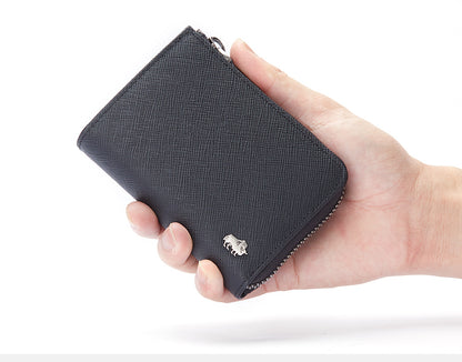 Blue Men's Chain Zipper RFID Blocking Wallet - skyjackerz