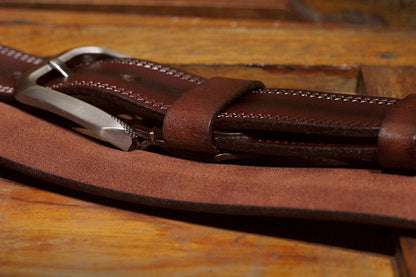 Red Brown / 100 cm Luxury Full Grain Leather Belt for Men - skyjackerz