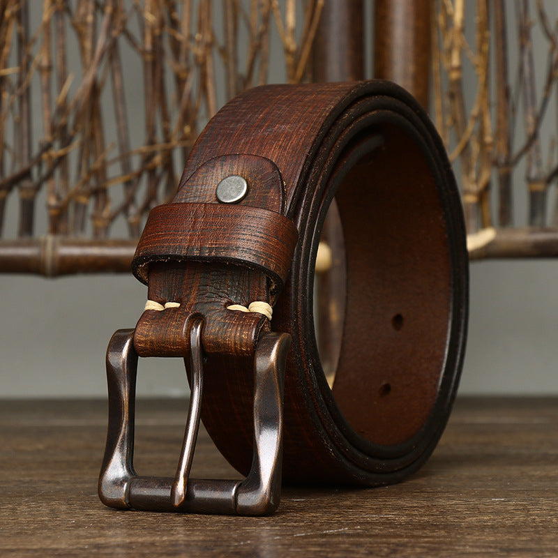 Red Brown / 100 cm Business Style Pin Buckle Leather Belt For Men - skyjackerz