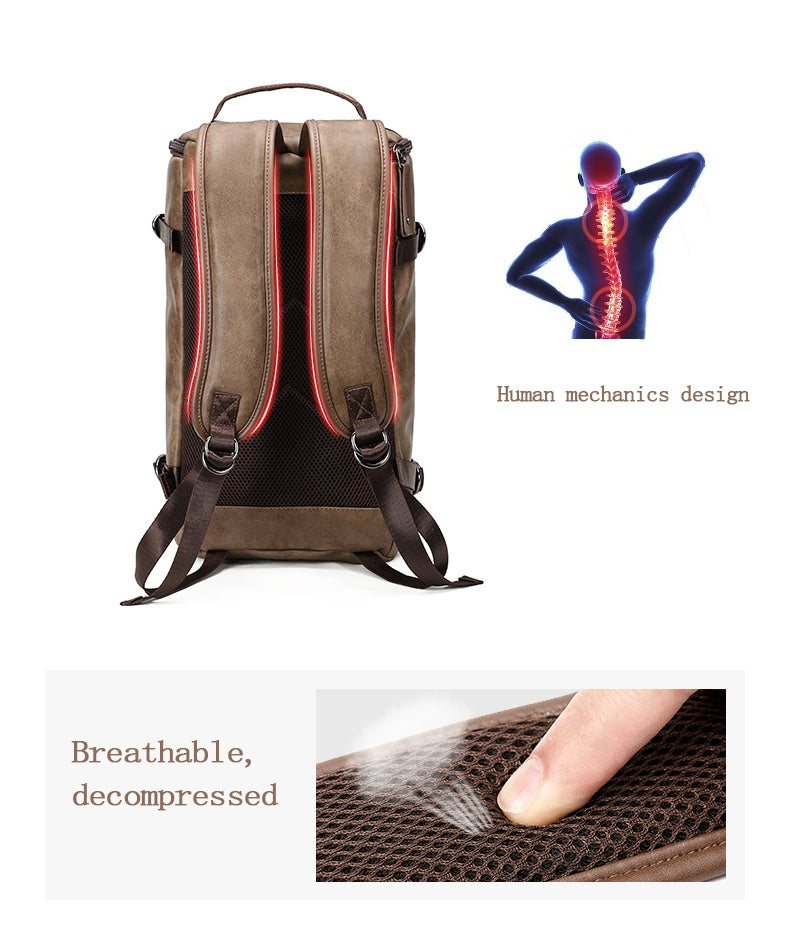 Men's Leather Waterproof Travel Backpack - skyjackerz