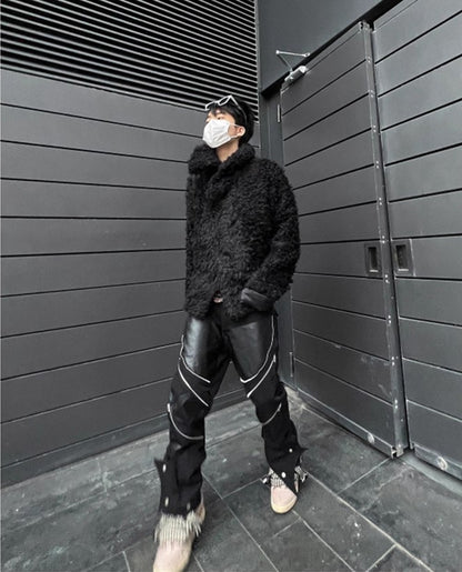 Men's Fashionable Zipped Leather Pants - skyjackerz