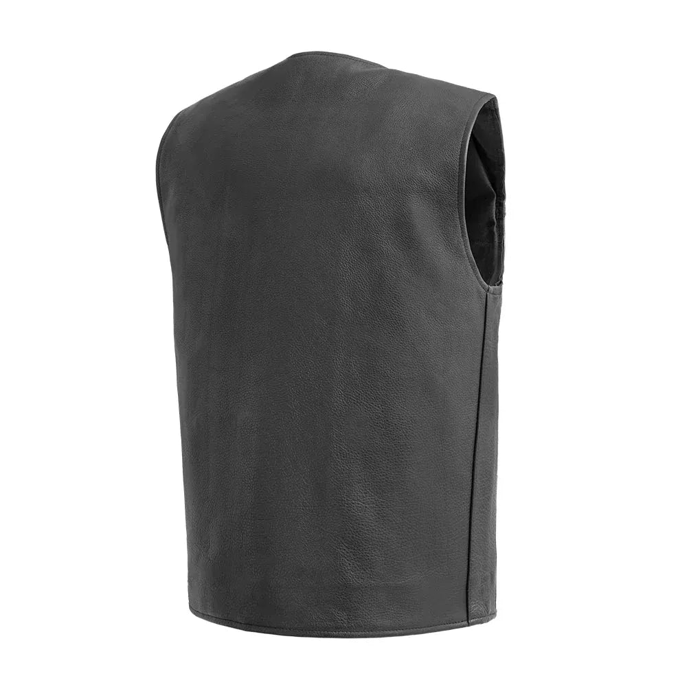 Black / Small Badlands Men's Motorcycle Leather Vest - skyjackerz