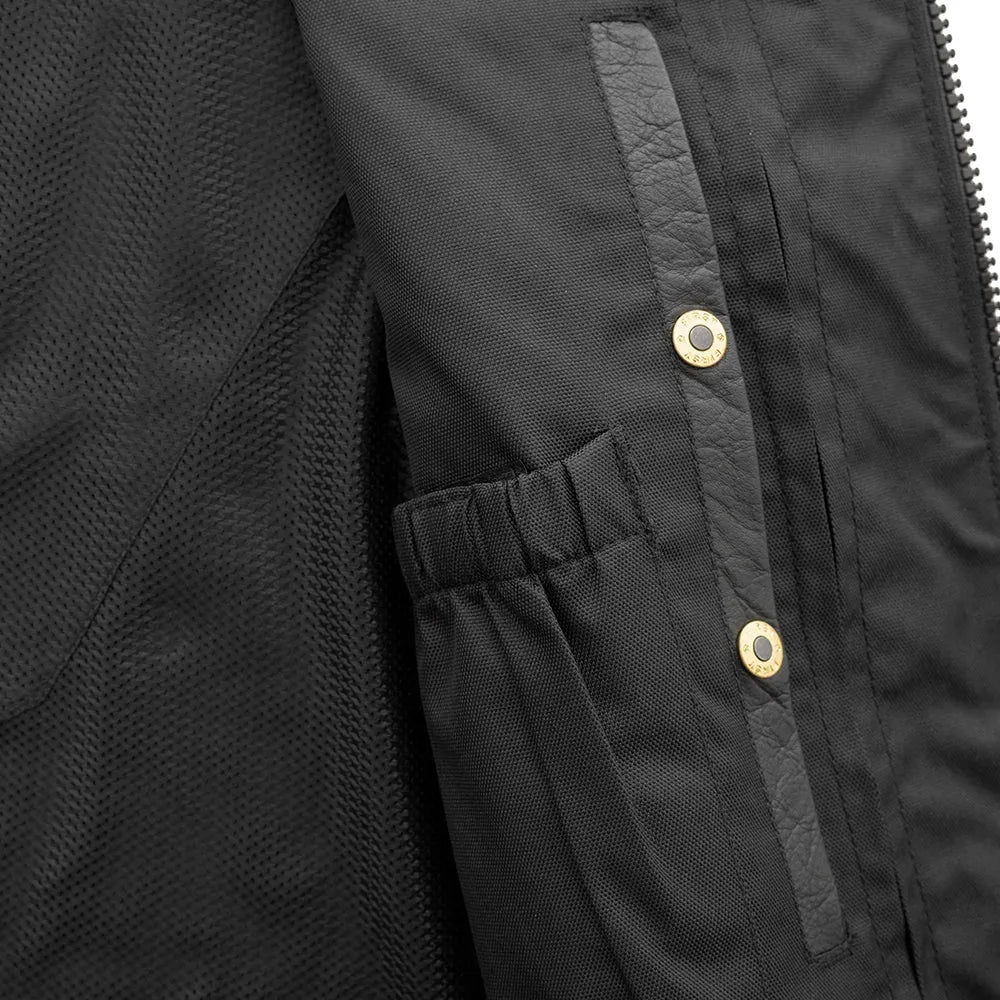 Black / Small Badlands Men's Motorcycle Leather Vest - skyjackerz