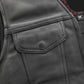 Black / Small Badlands Men's Motorcycle Leather Vest - skyjackerz