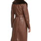 Small Belted Leather Trench Coat with Faux Fur Collar - skyjackerz