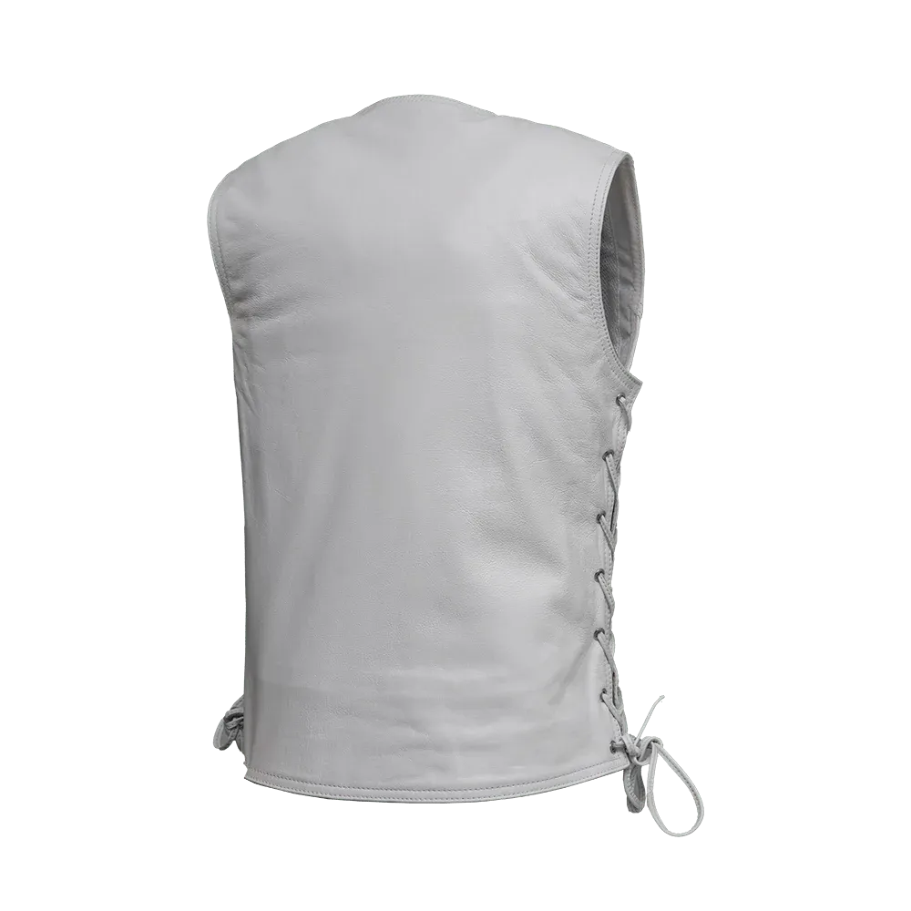 White / X Small Beryl - Women's Motorcycle Leather Vest - skyjackerz