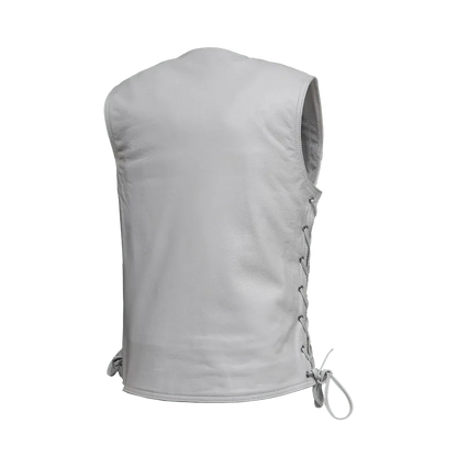 White / X Small Beryl - Women's Motorcycle Leather Vest - skyjackerz