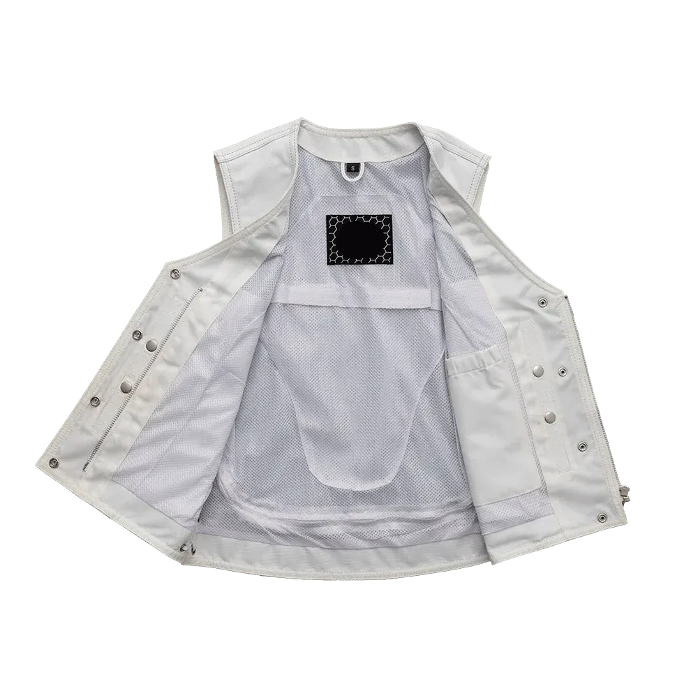 White / X Small Beryl - Women's Motorcycle Leather Vest - skyjackerz