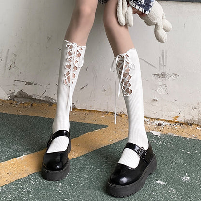 White-2 / One-Size Women's Sexy Long Tube Calf Socks - skyjackerz