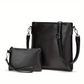 Black Women's Leather Shoulder Bag Set - Two-Piece Handbag - skyjackerz