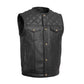 Black - Black / Small Hornet Perforated - Men's Club Style Leather Vest - skyjackerz