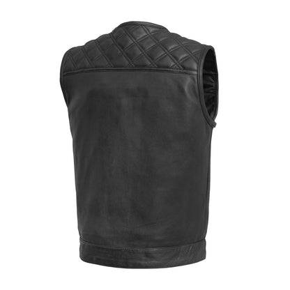Black - White / Small Hornet Perforated - Men's Club Style Leather Vest - skyjackerz