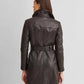 Double-Breasted Belted Leather Trench Coat