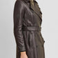 Double-Breasted Belted Leather Trench Coat