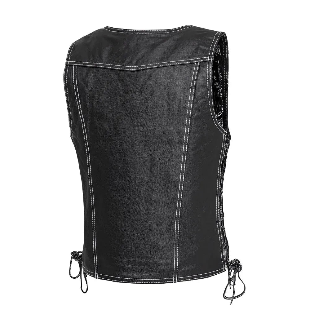 Black / X Small Cindy - Women's Motorcycle Leather Vest - skyjackerz