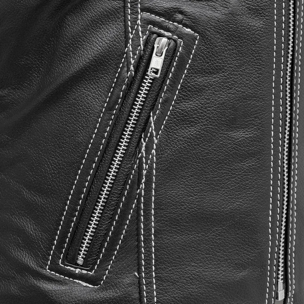 Black / X Small Cindy - Women's Motorcycle Leather Vest - skyjackerz