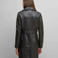 Classic Leather Belted Trench Coat