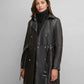 Classic Leather Belted Trench Coat