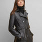 Classic Leather Belted Trench Coat