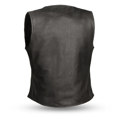 Black / X Small Derringer - Women's Motorcycle Leather Vest - skyjackerz