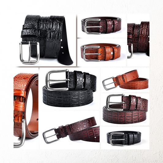 Men's Designer Crocodile Pattern Belt - skyjackerz