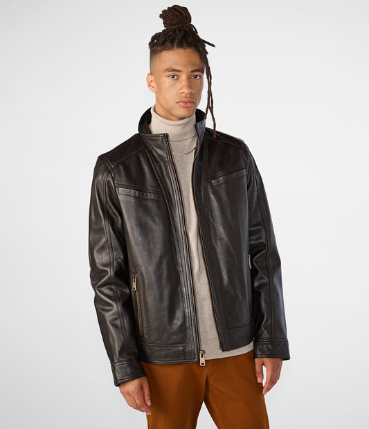 Medium Men's Vintage Leather Racer Jacket - skyjackerz