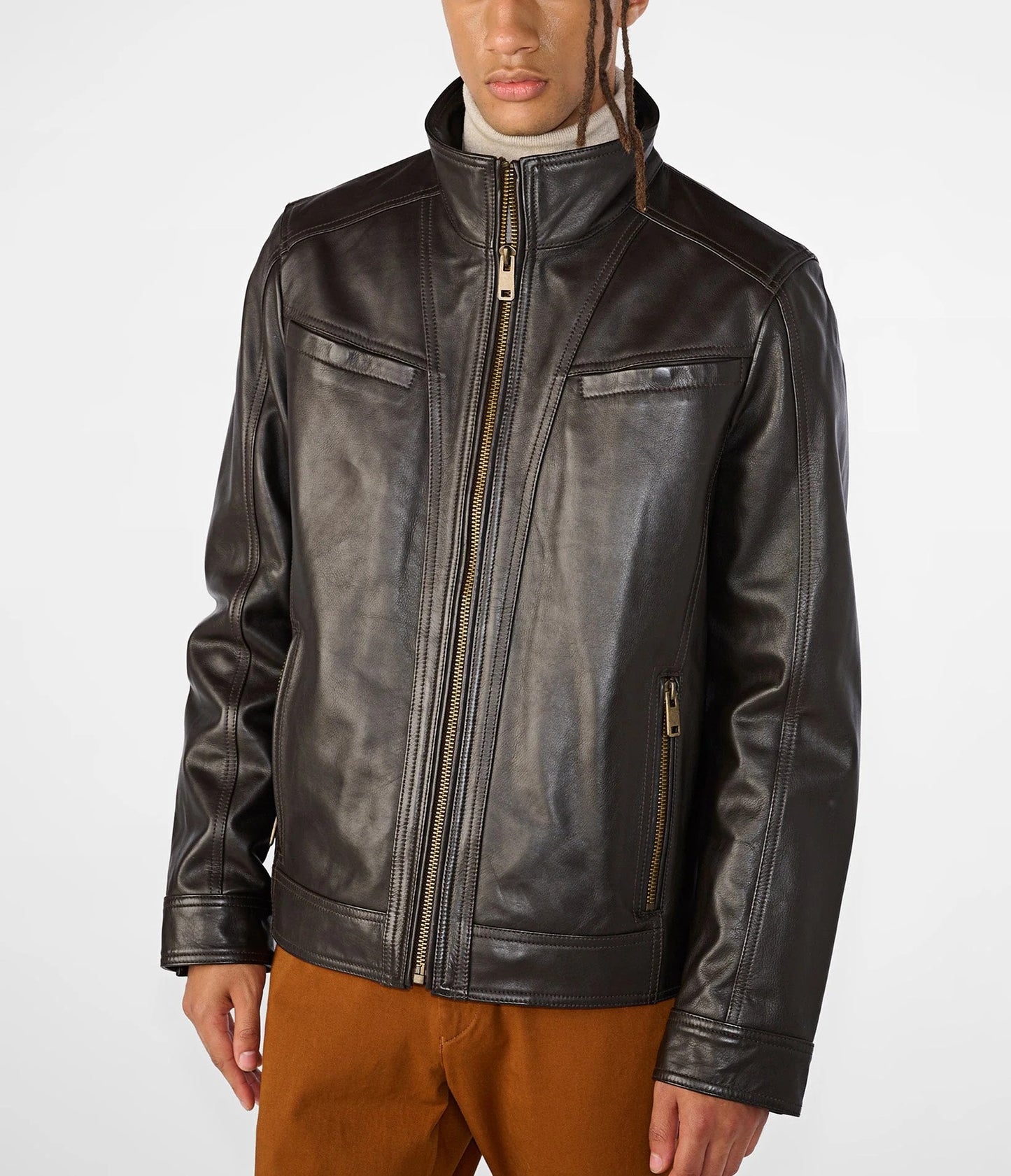 Men's Vintage Leather Racer Jacket