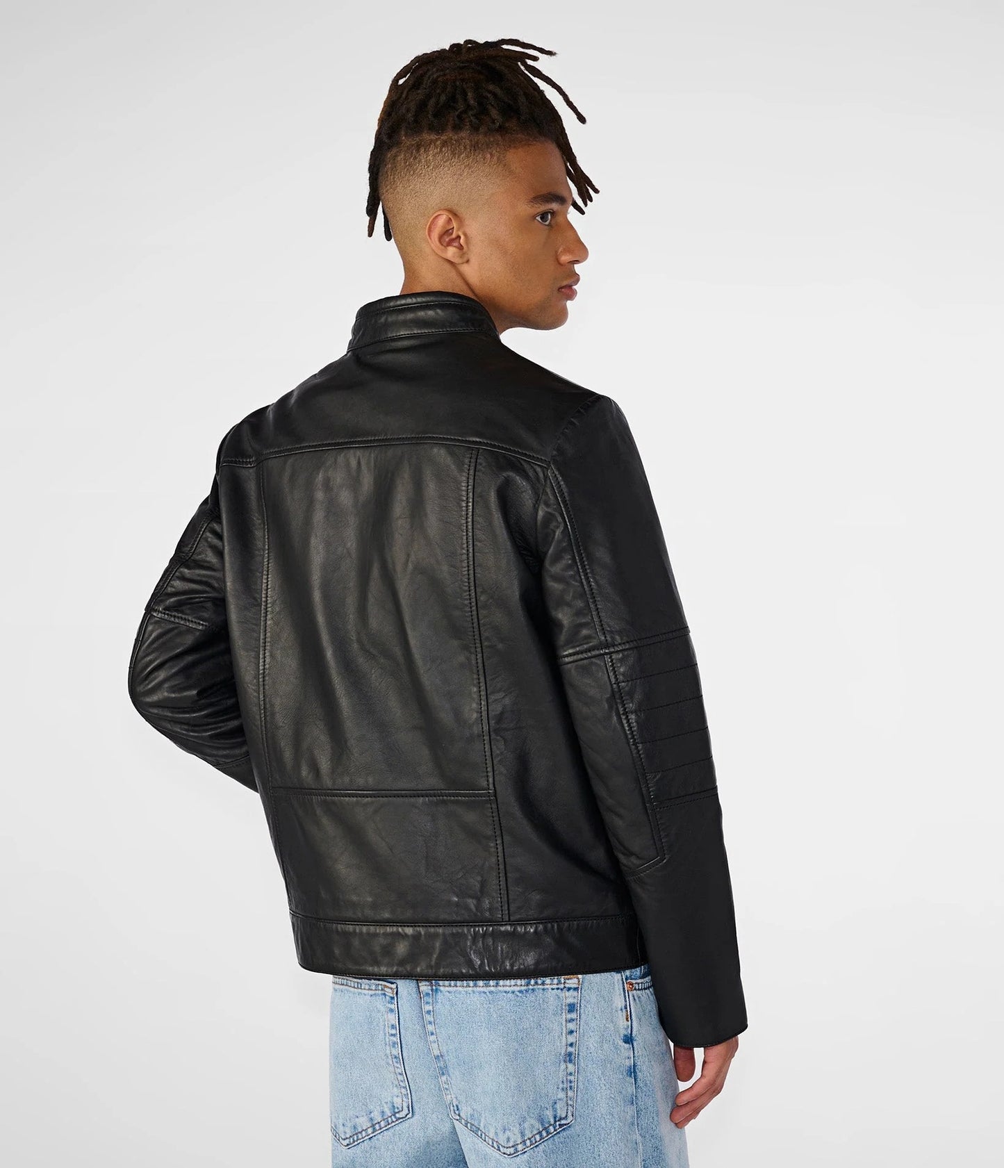 Men's Plain Leather Moto Jacket