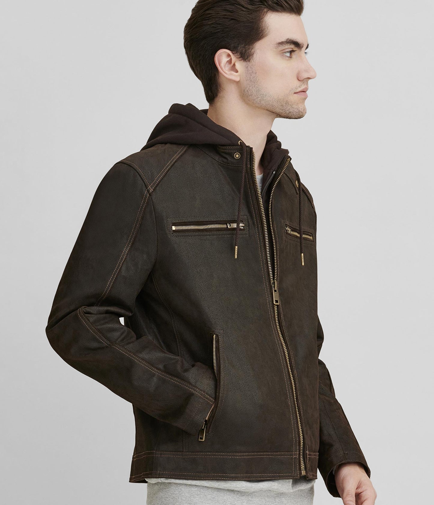 Medium Jason Vintage Hooded Leather Jacket - skyjackerz