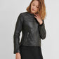 Women's Leather Jacket with Side Stitching