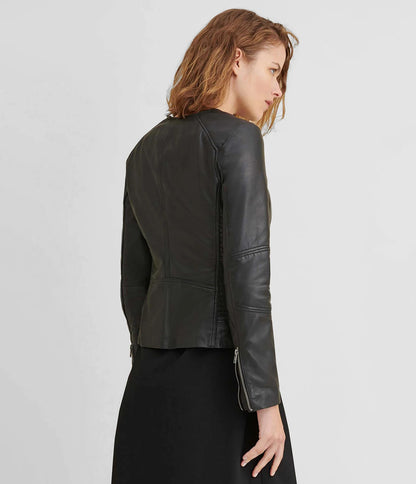 X Small Women's Leather Jacket with Side Stitching - skyjackerz
